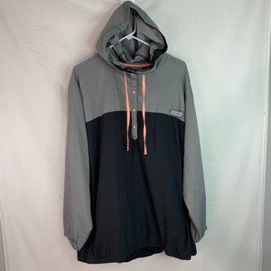Columbia PFG Pullover Women's 3XL Gray Black Hooded Vented Front Pockets Fishing
